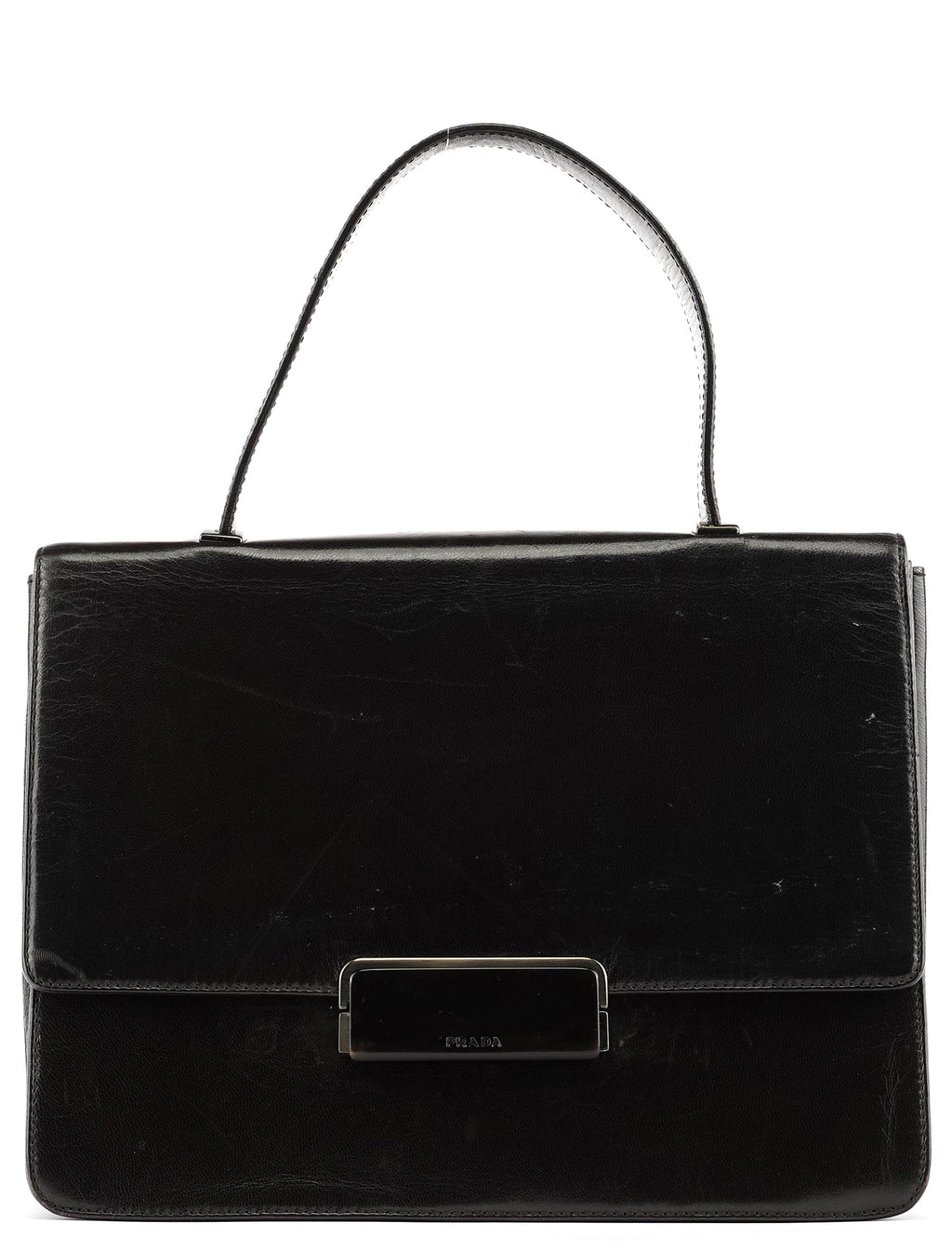 Dark Brown Vitello Buckle Top Handle Bag