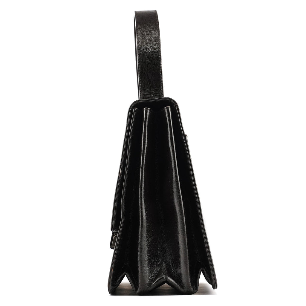 Dark Brown Vitello Buckle Top Handle Bag