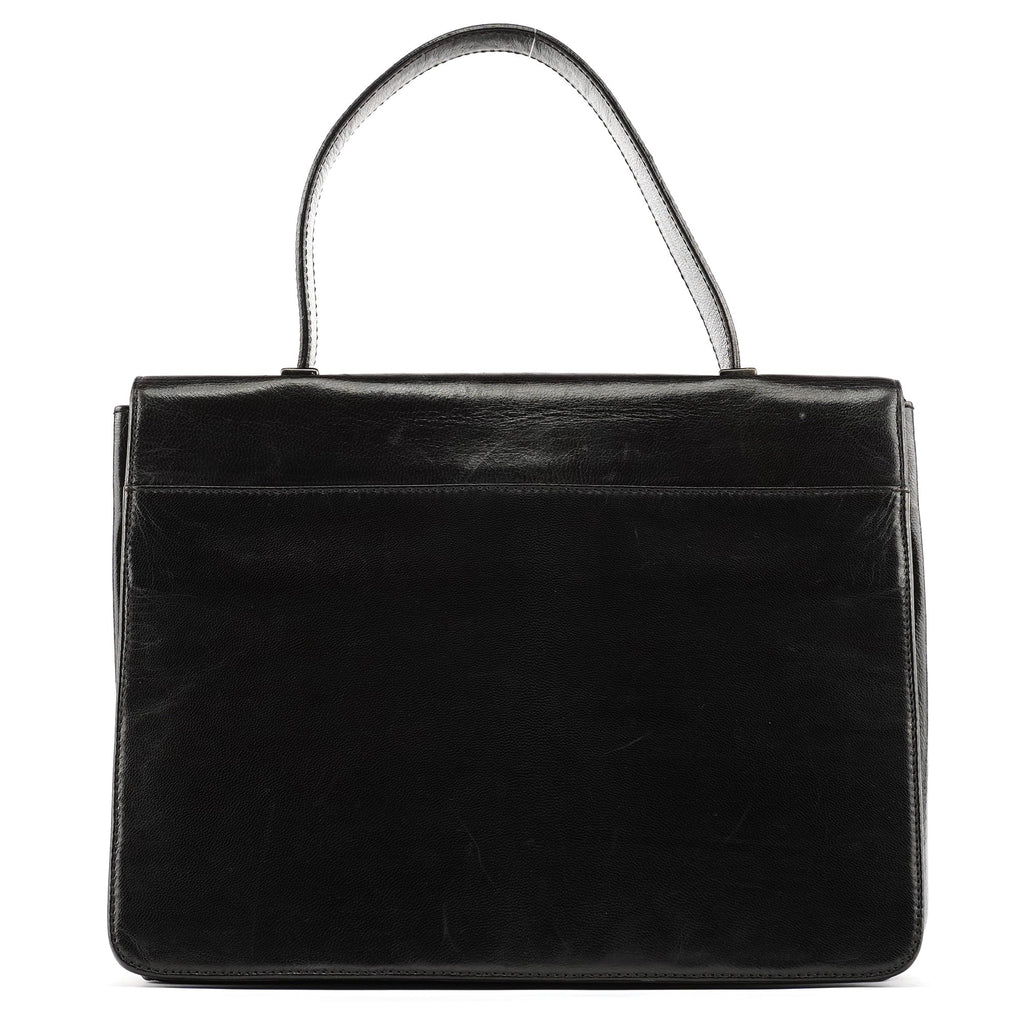 Dark Brown Vitello Buckle Top Handle Bag