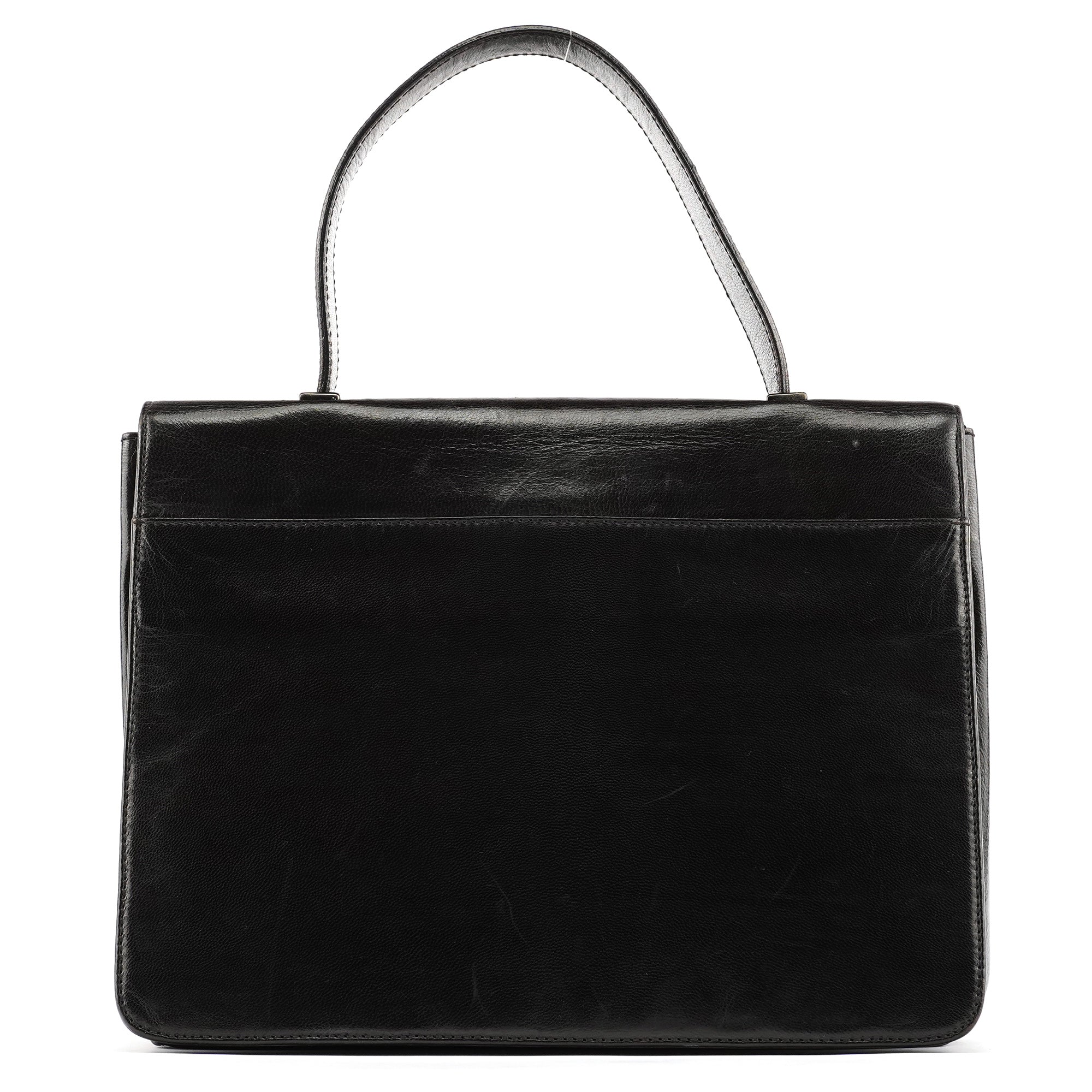 Dark Brown Vitello Buckle Top Handle Bag