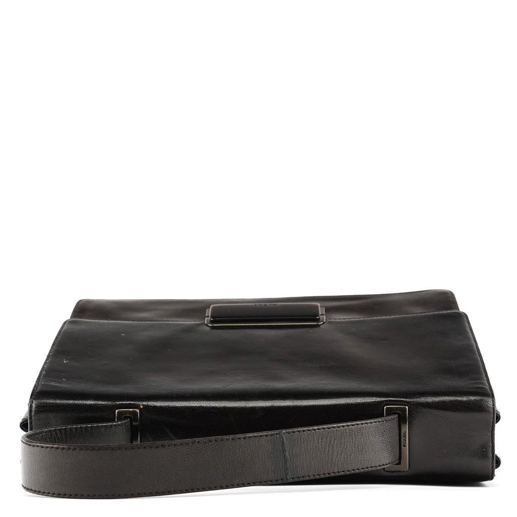Dark Brown Vitello Buckle Top Handle Bag