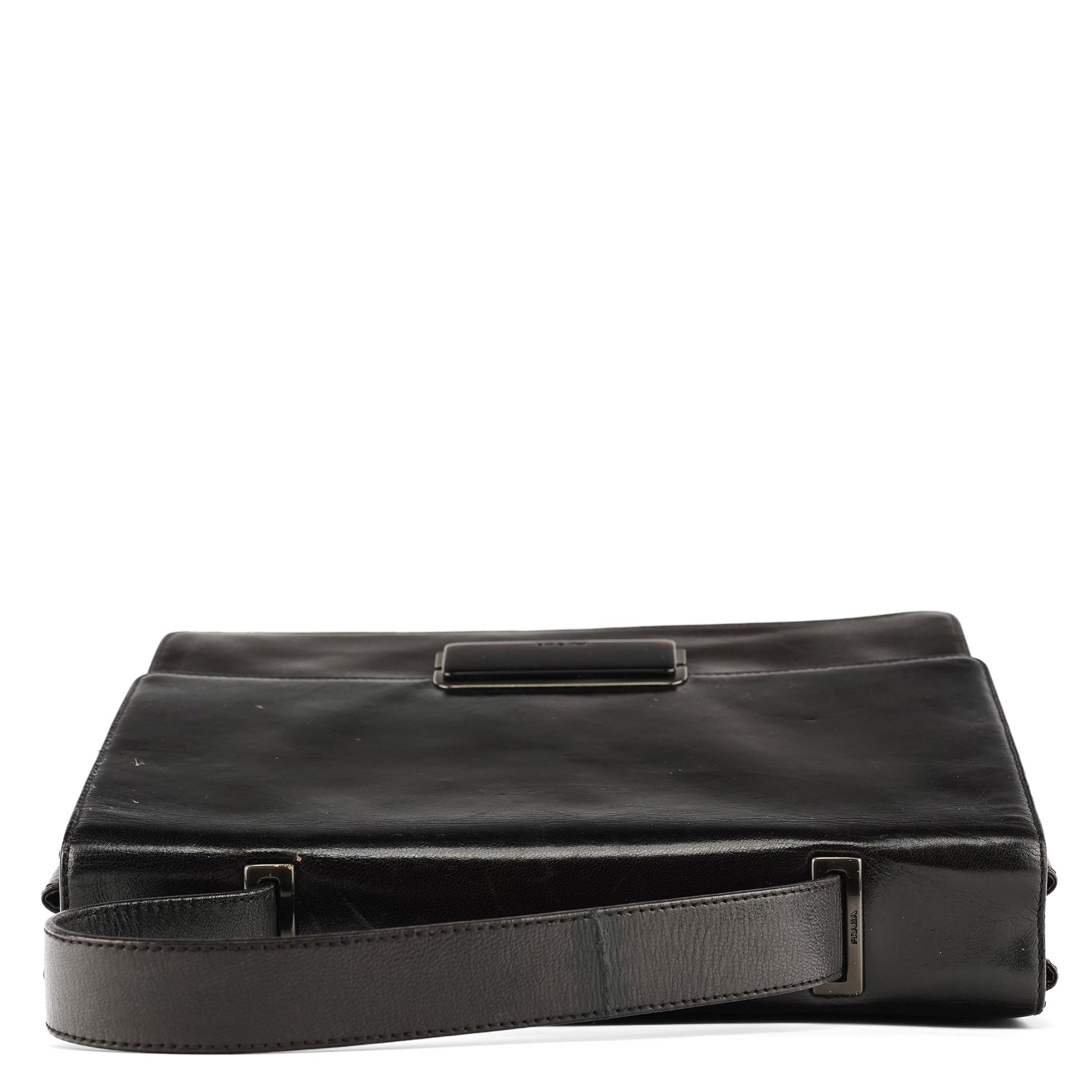 Dark Brown Vitello Buckle Top Handle Bag