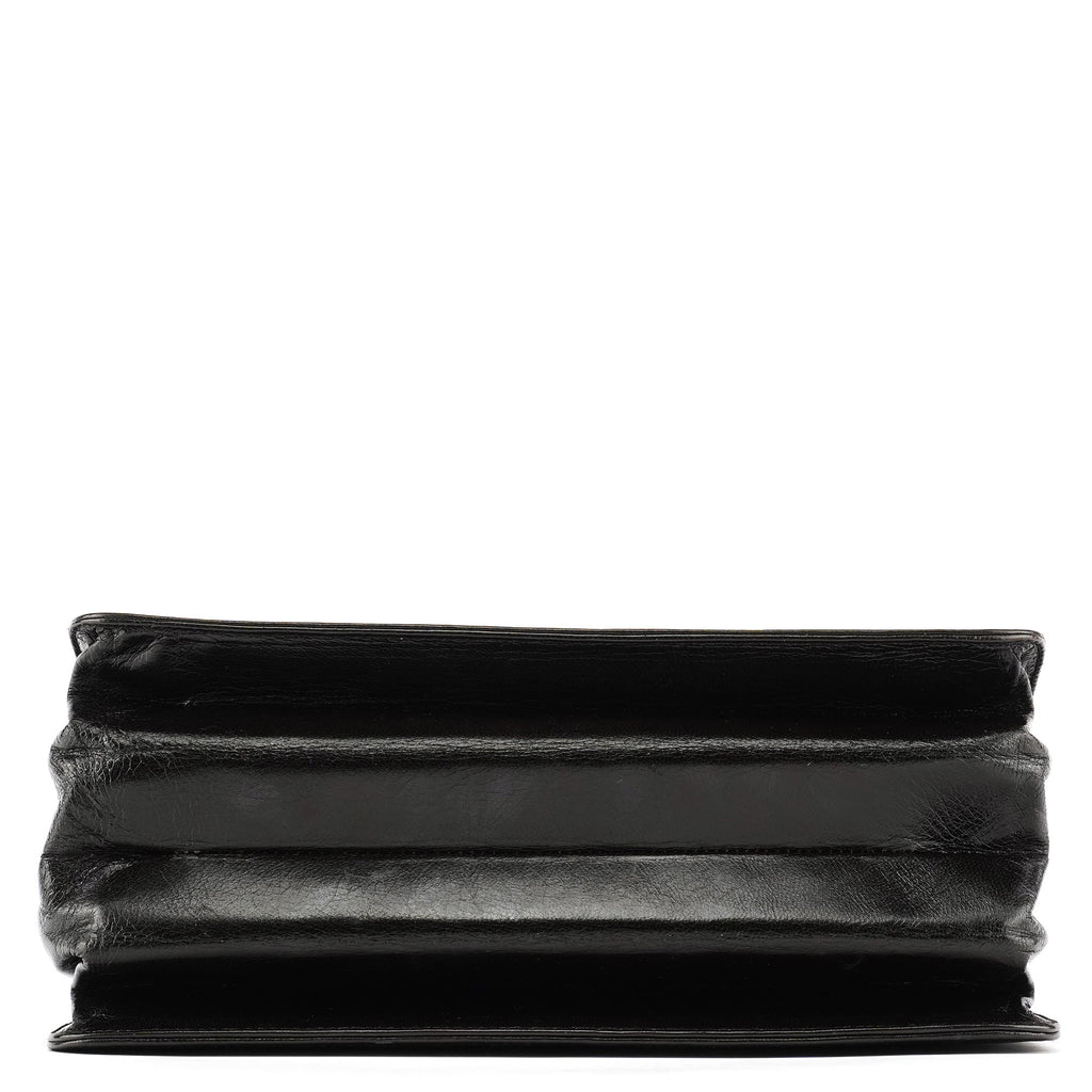 Dark Brown Vitello Buckle Top Handle Bag