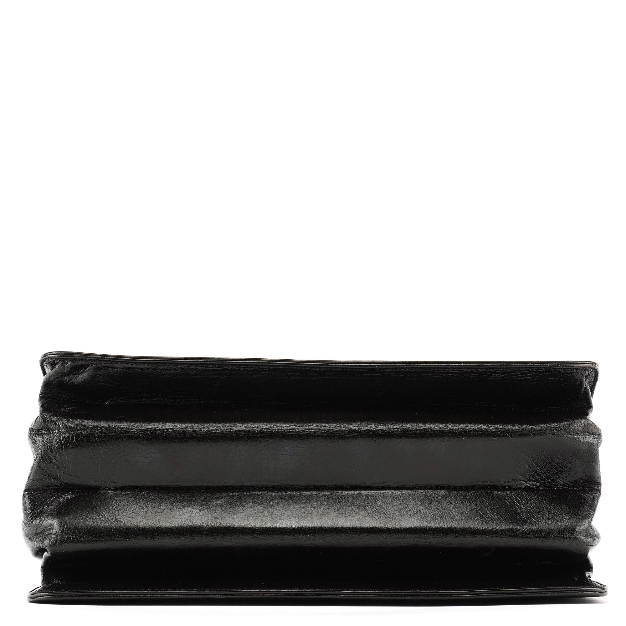 Dark Brown Vitello Buckle Top Handle Bag