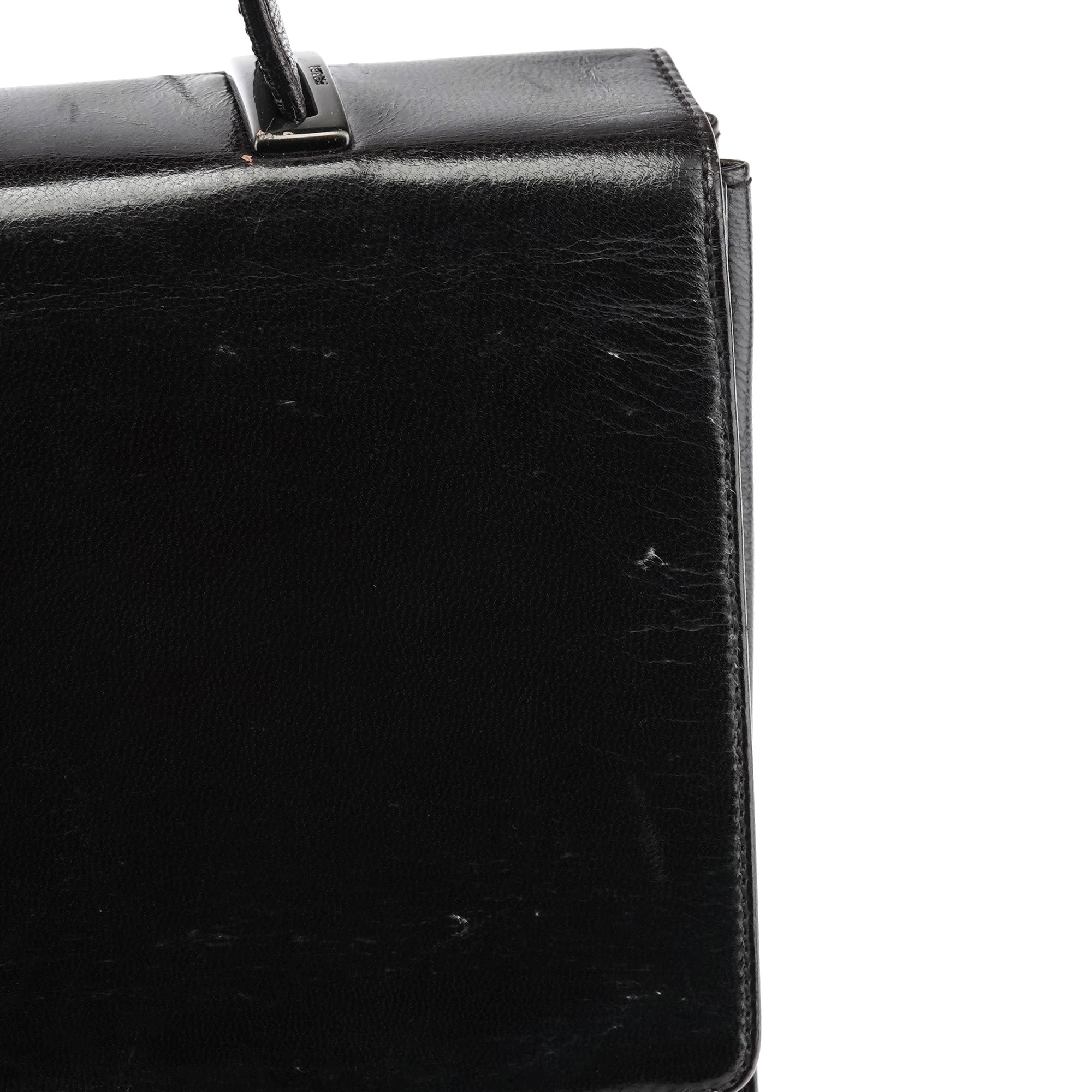 Dark Brown Vitello Buckle Top Handle Bag