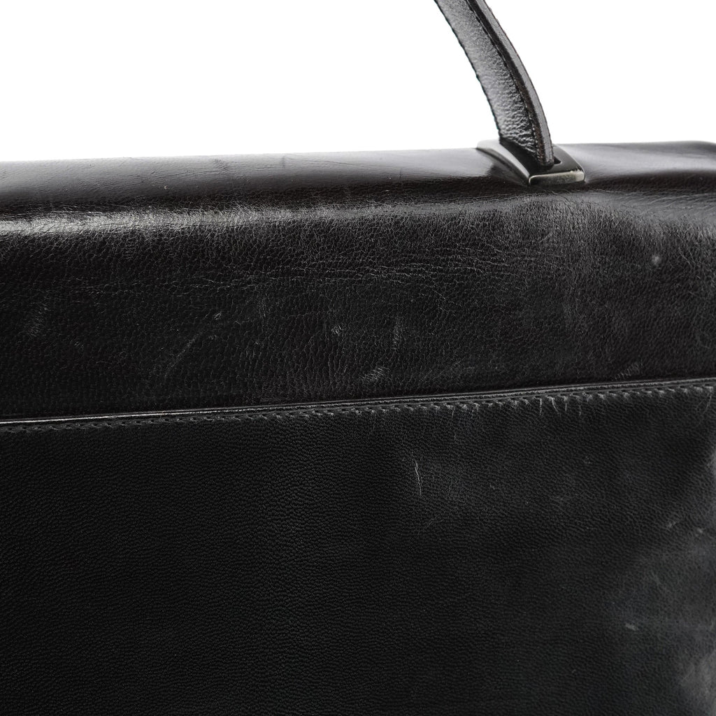 Dark Brown Vitello Buckle Top Handle Bag