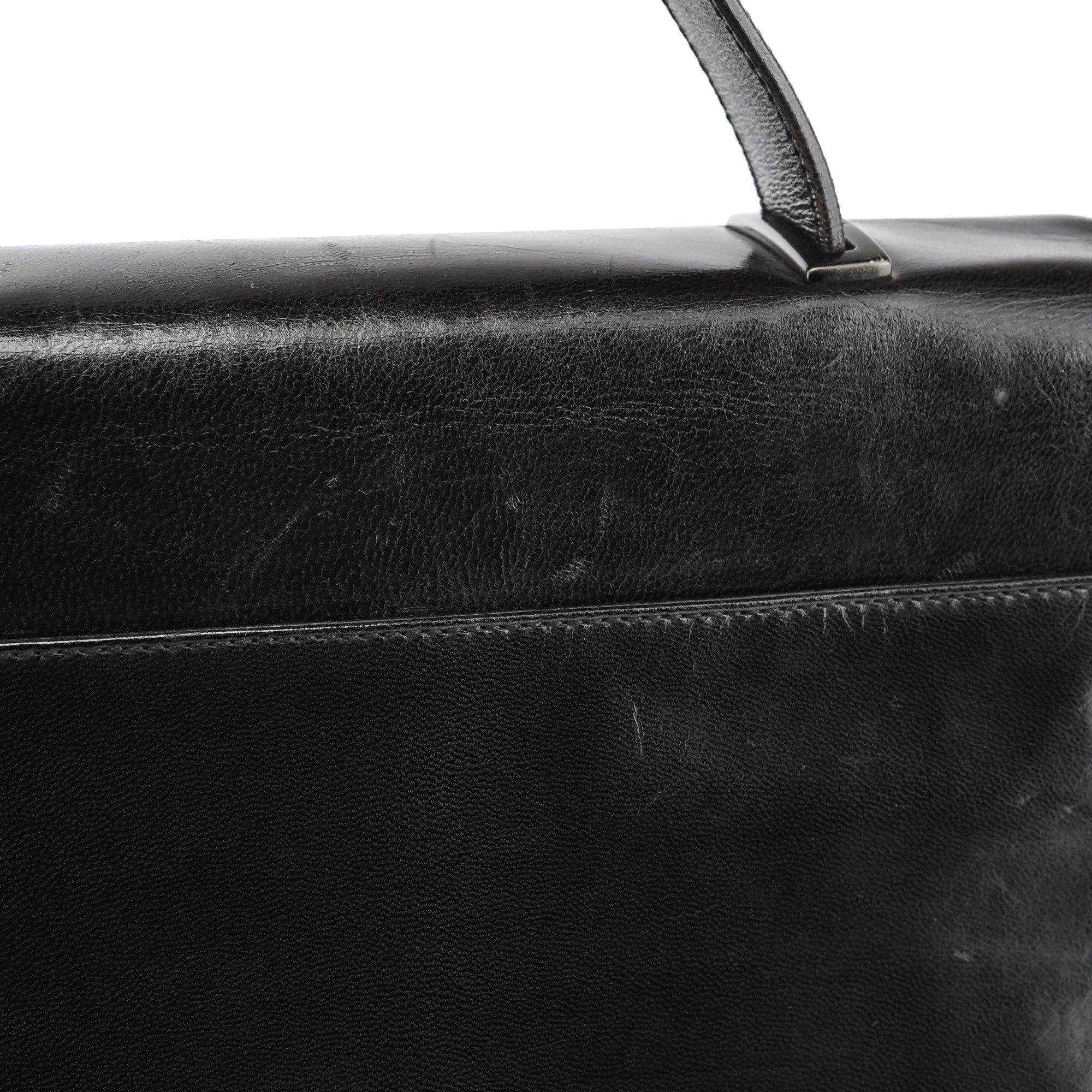 Dark Brown Vitello Buckle Top Handle Bag