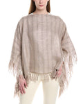 Brunello Cucinelli Sparkling Regimental Fringed Linen-Blend Poncho Gold