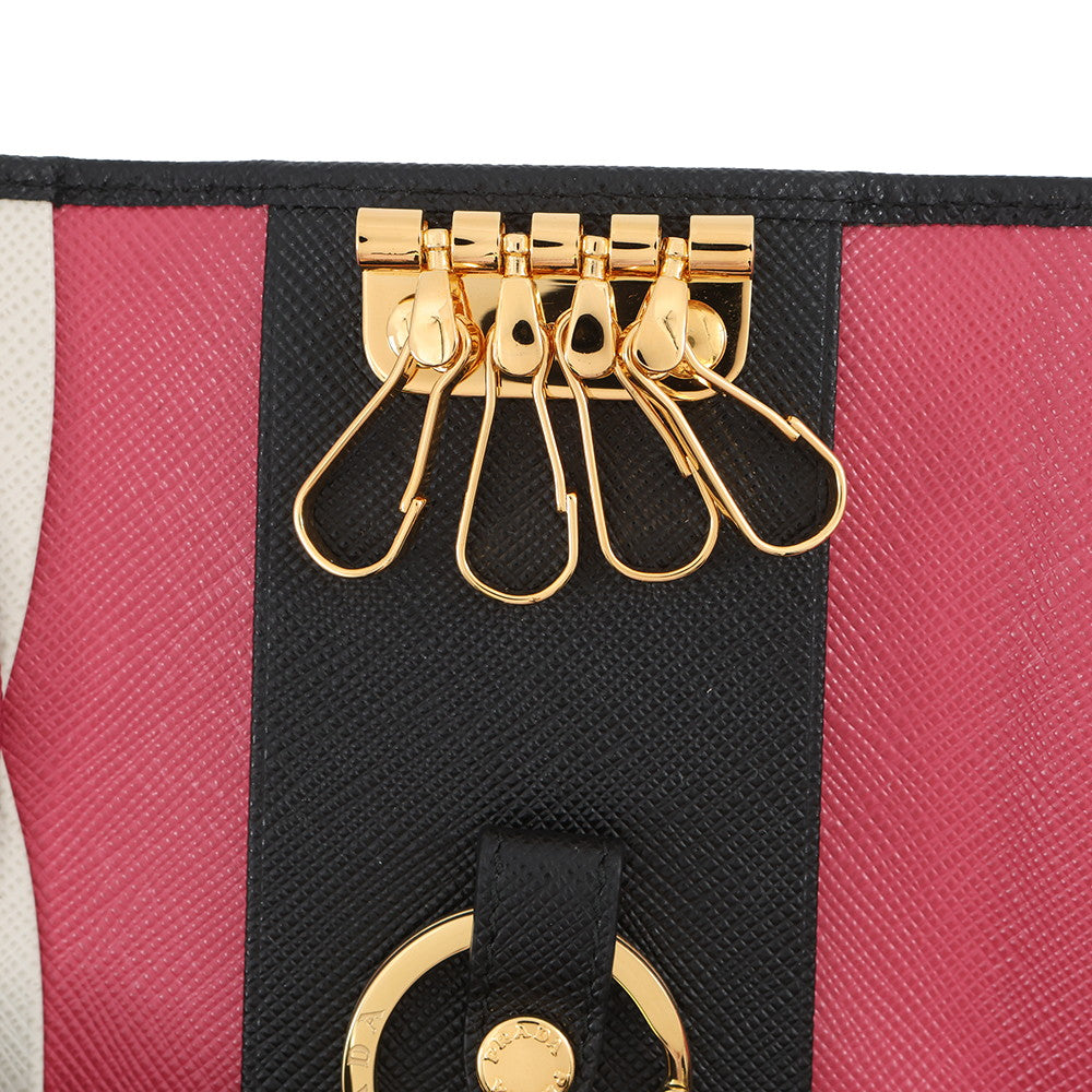PRADA Multicolor 4-Key Case Black/Hibiscus1PG004_ZLP_F061H Saffiano LeatherLeather