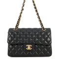 CHANEL Classic Matelasse Double Chain Shoulder Bag BlackA01113-Y01295-94305 Lambskin Size 23