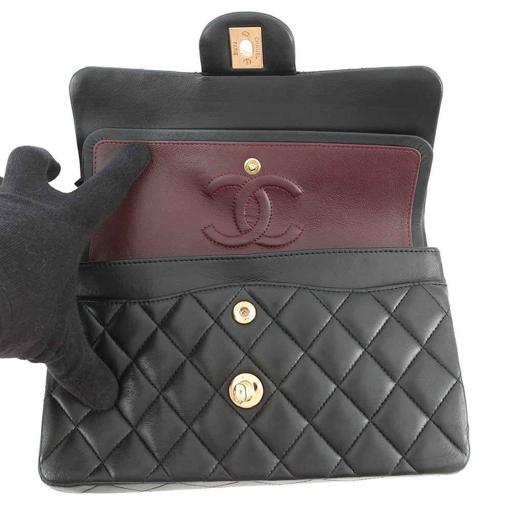 CHANEL Classic Matelasse Double Chain Shoulder Bag BlackA01113-Y01295-94305 Lambskin Size 23