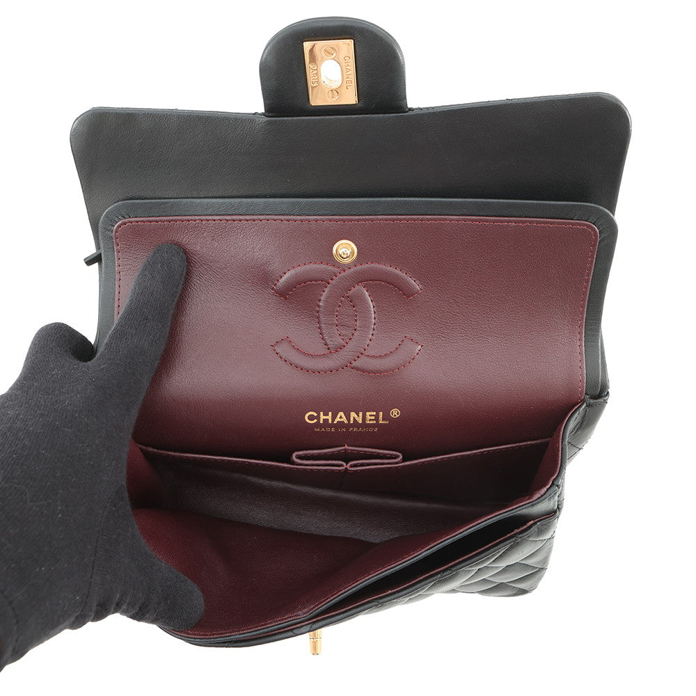 CHANEL Classic Matelasse Double Chain Shoulder Bag BlackA01113-Y01295-94305 Lambskin Size 23