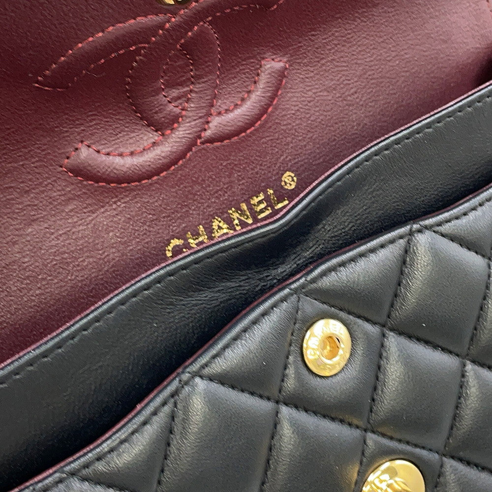 CHANEL Classic Matelasse Double Chain Shoulder Bag BlackA01113-Y01295-94305 Lambskin Size 23