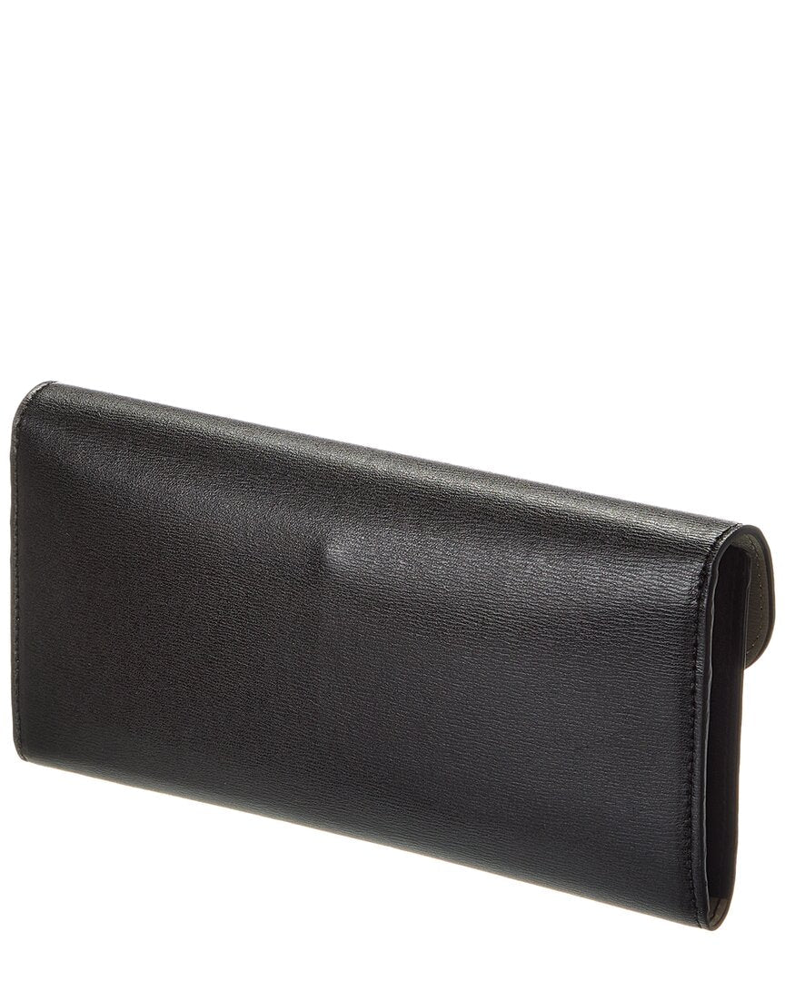 Toteme T-Lock Fold-Over Leather Continental Wallet, Black