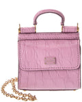 Dolce & Gabbana Sicily Micro Croc-Embossed Leather Tote Pink ONE SIZE