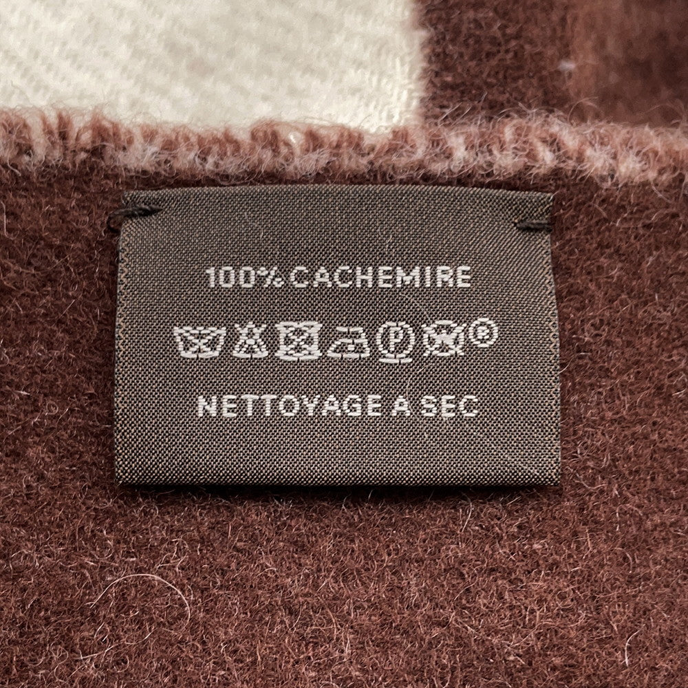 HERMES Scarf Casaque Bag Charm Brown/Beige Cashmere100%