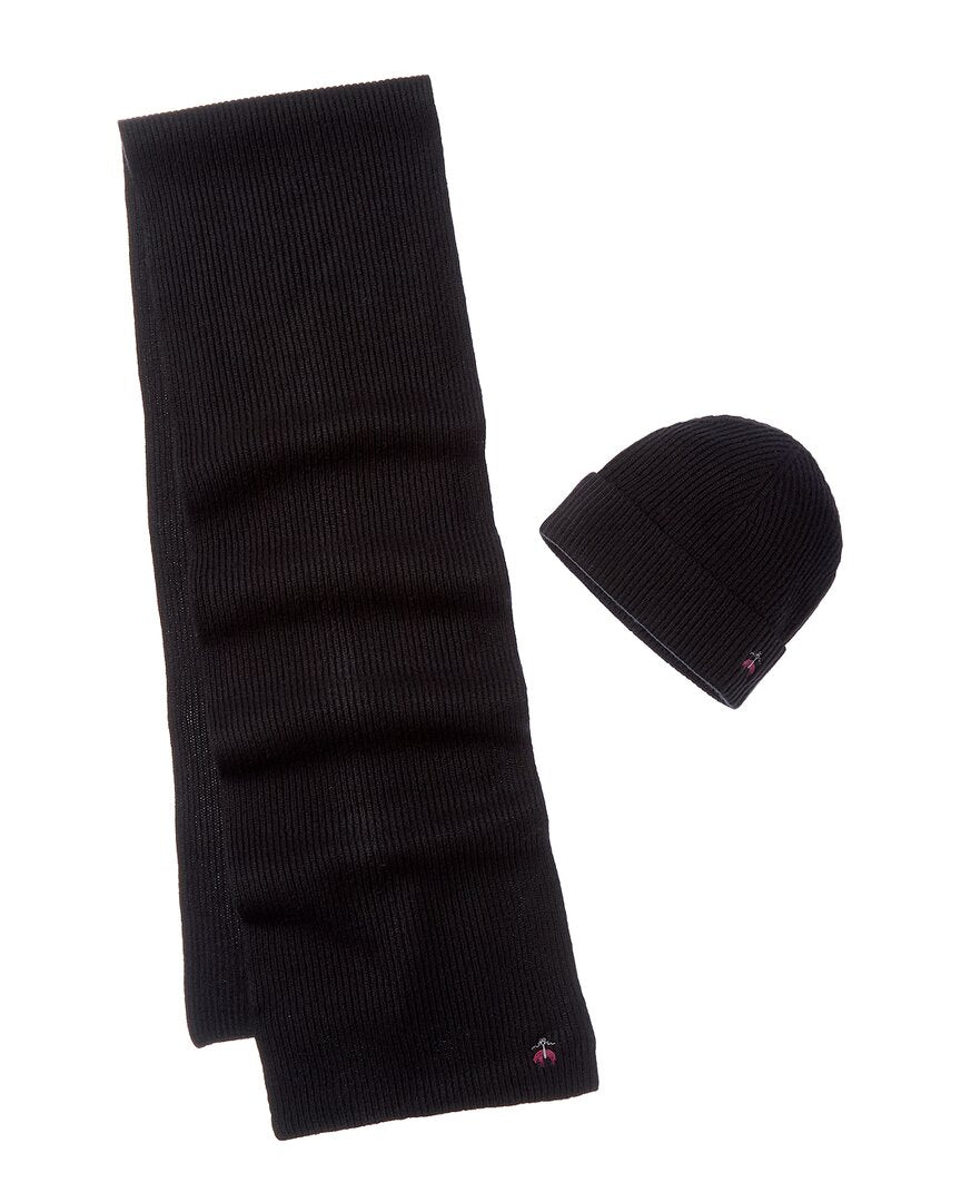 Brooks Brothers 2Pc Wool & Cashmere-Blend Hat & Scarf Set