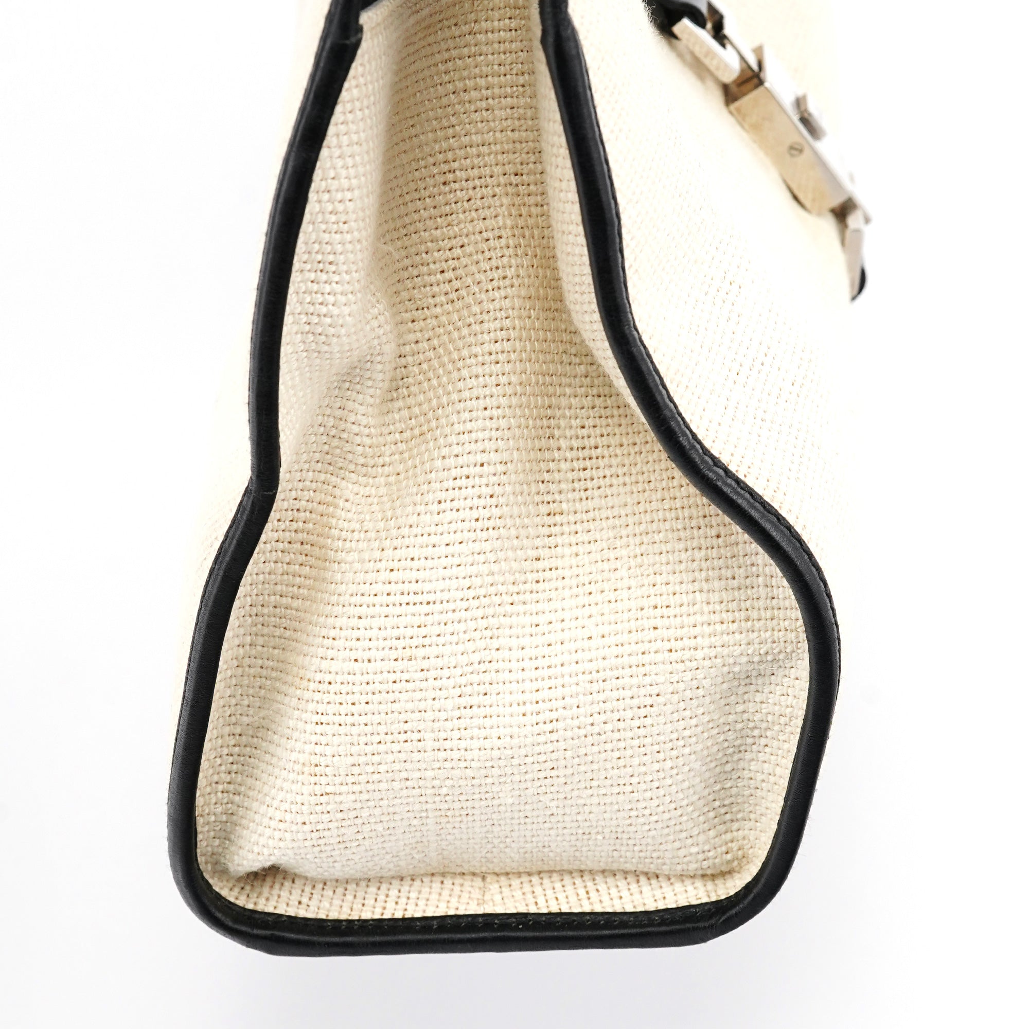002 1067 Beige Black Canvas Jackie Shoulder Bag