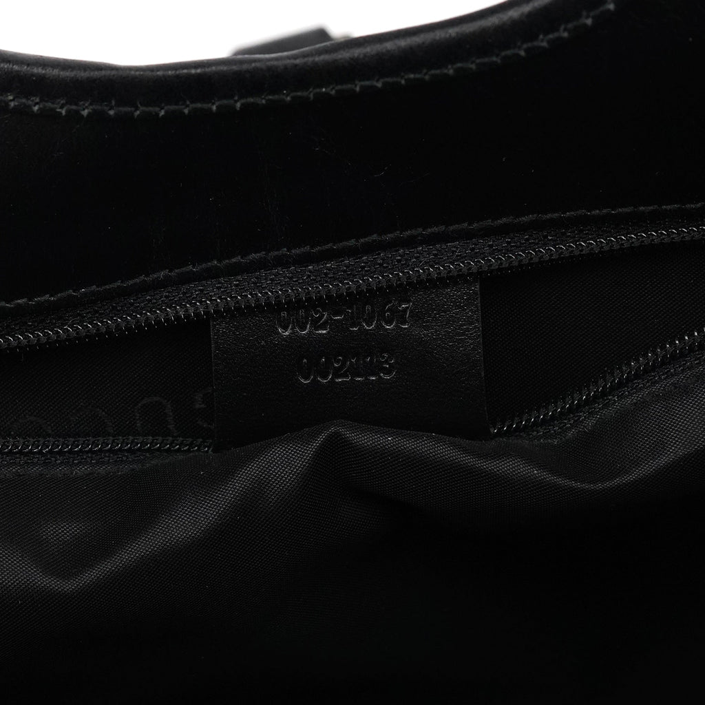 002 1067 Beige Black Canvas Jackie Shoulder Bag