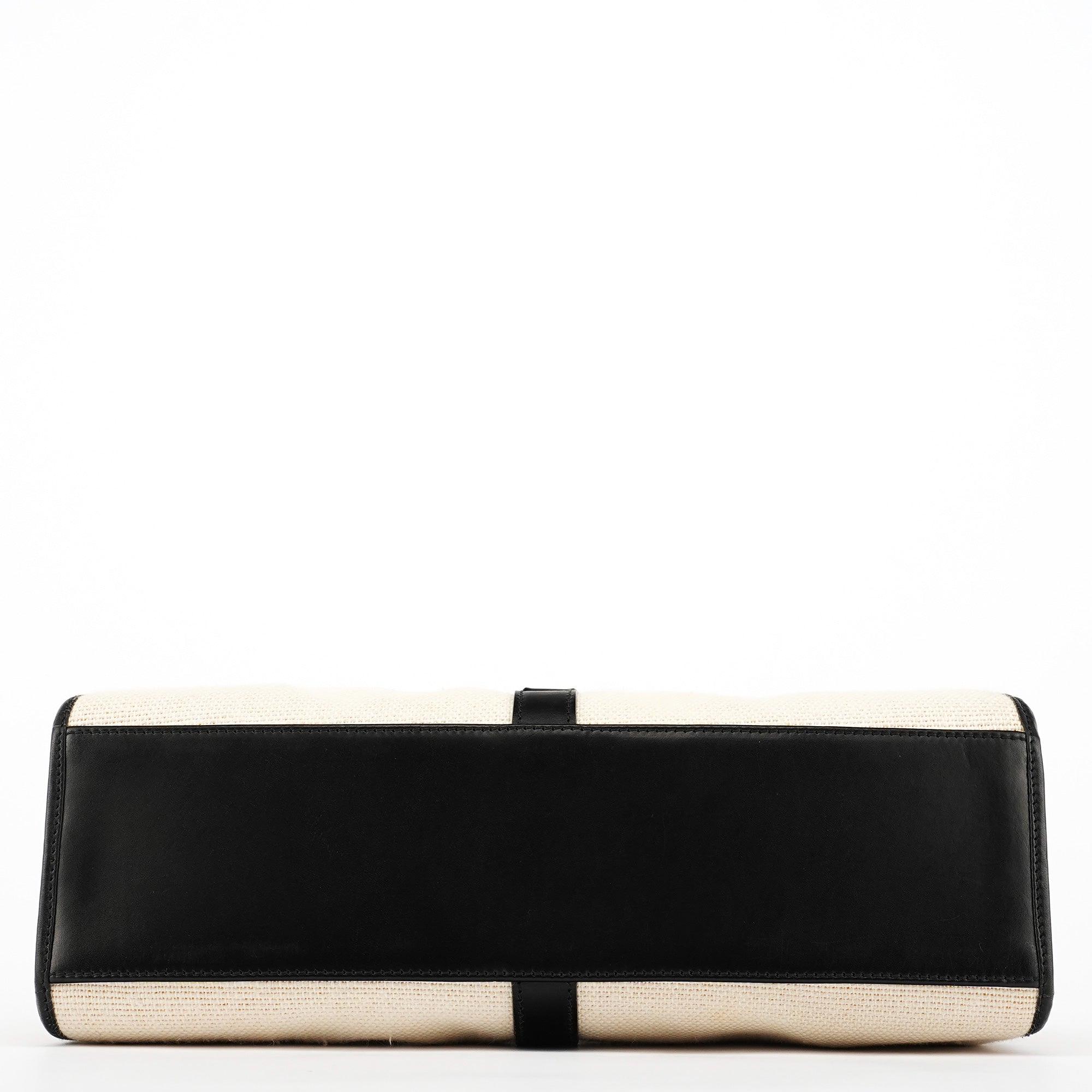 002 1067 Beige Black Canvas Jackie Shoulder Bag