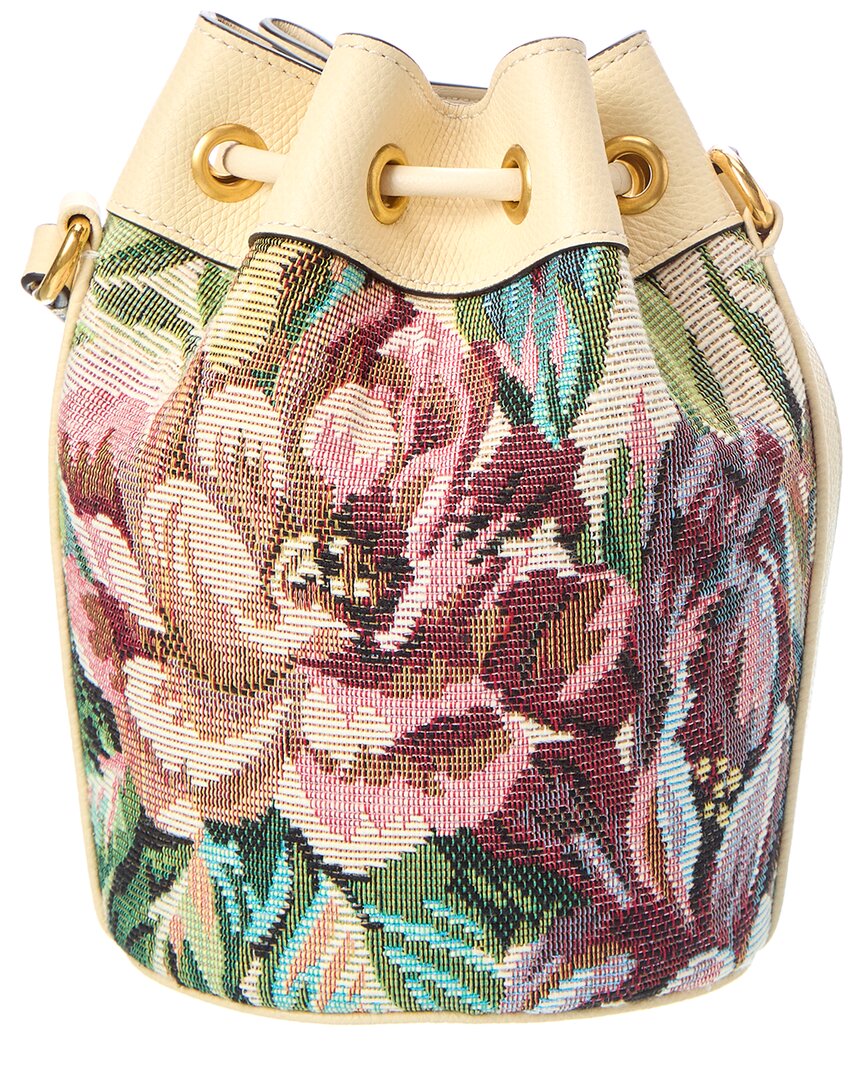 Valentino Leather-Trim Bucket Bag