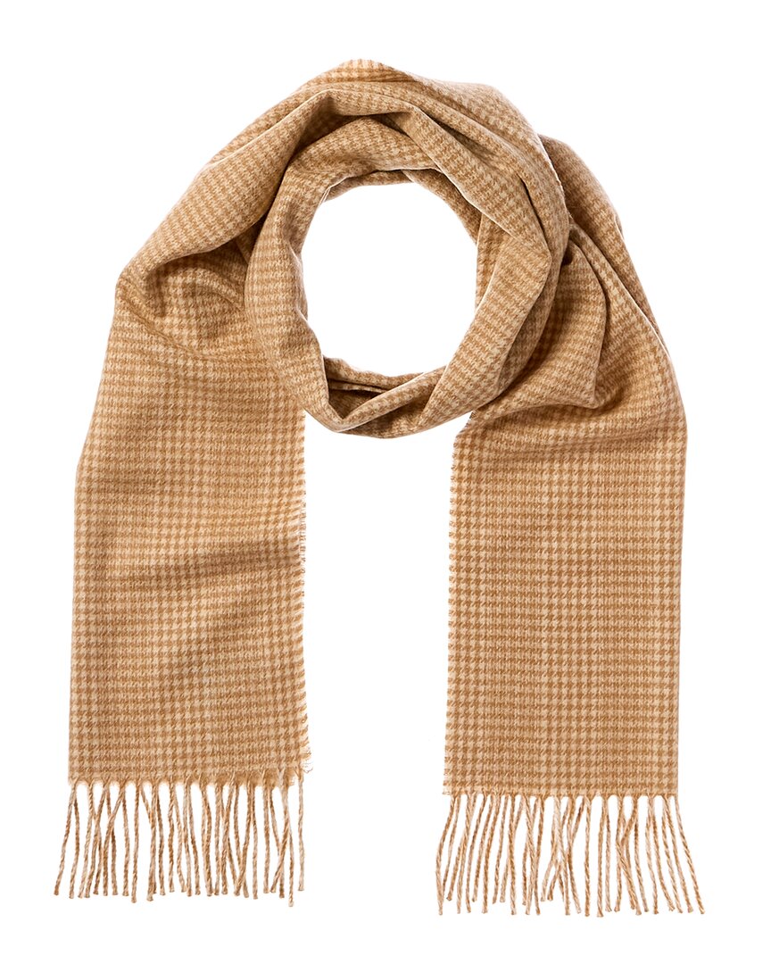 Amicale Cashmere Houndstooth Cashmere Scarf Brown Multi