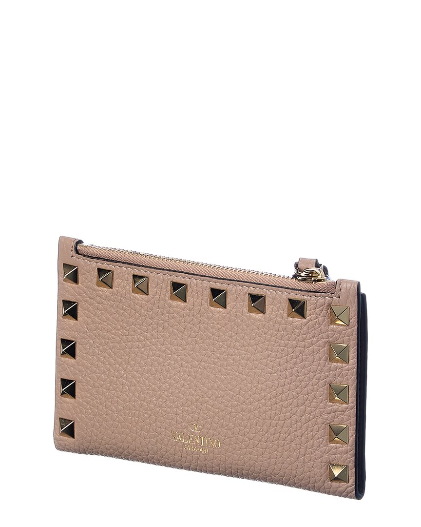 Valentino Rockstud Grainy Leather Coin Purse & Card Holder