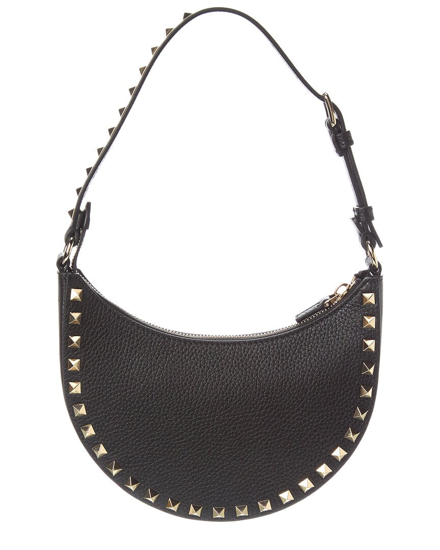 Valentino Rockstud Mini Grainy Leather Hobo Bag