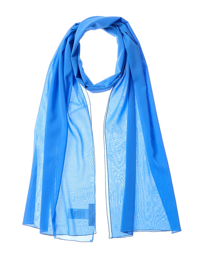 Dolce & Gabbana Chiffon Silk-Blend Scarf Blue