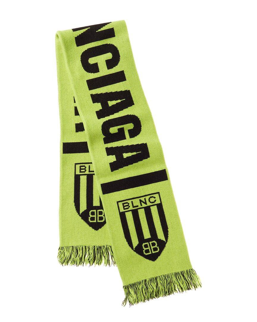 Balenciaga Logo Soccer Wool-Blend Scarf