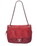 Chanel Red Calfskin Leather Flap Messenger Bag (   )