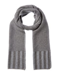 Forte Cashmere Plaited Garter Rib Trim Cashmere Scarf Blue