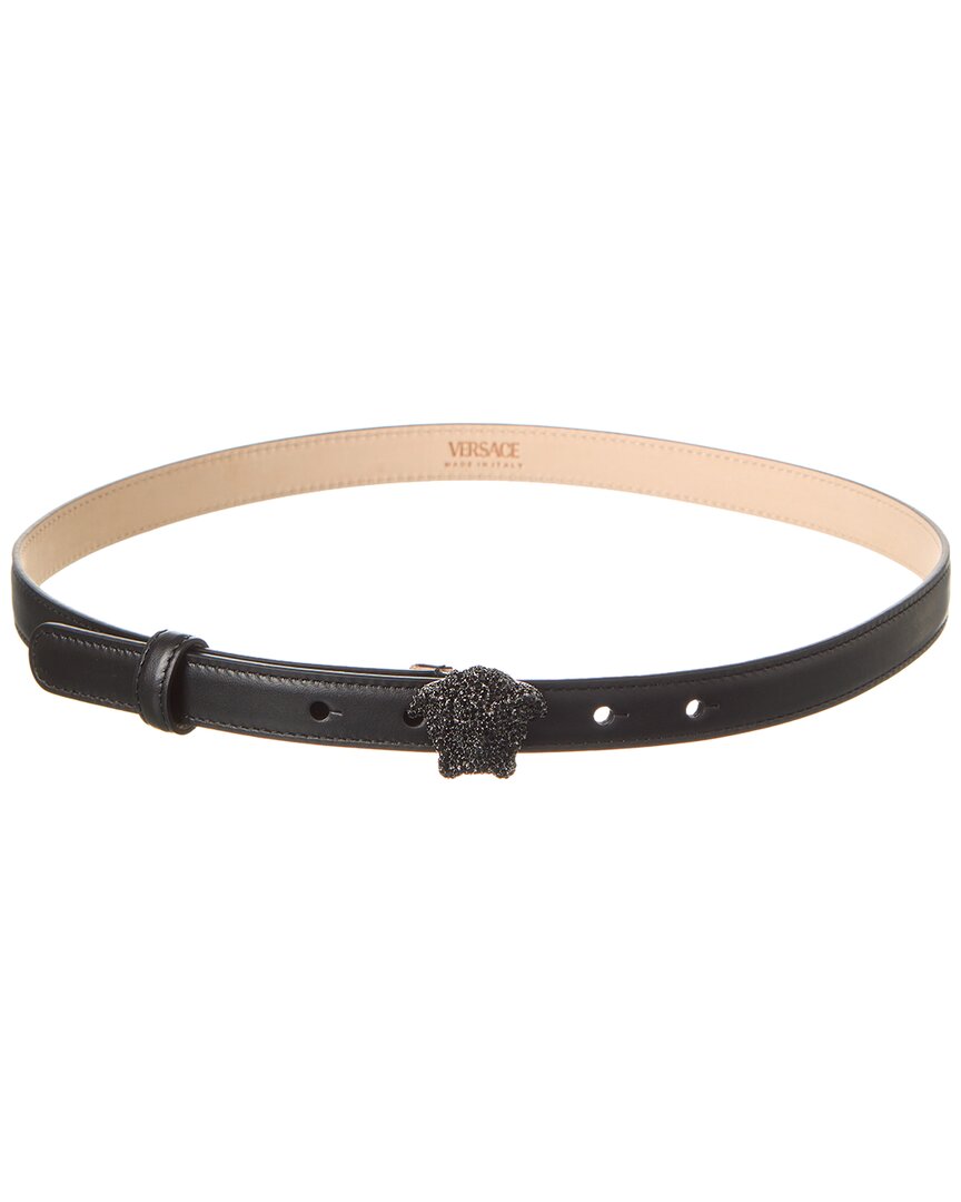 Versace Medusa Crystal Leather Belt Black