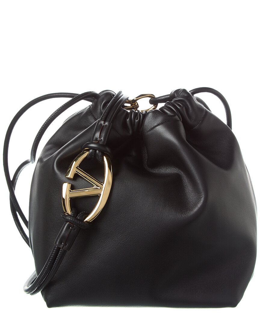 Valentino Sac Vlogo Pouf Leather Bag Black ONE SIZE