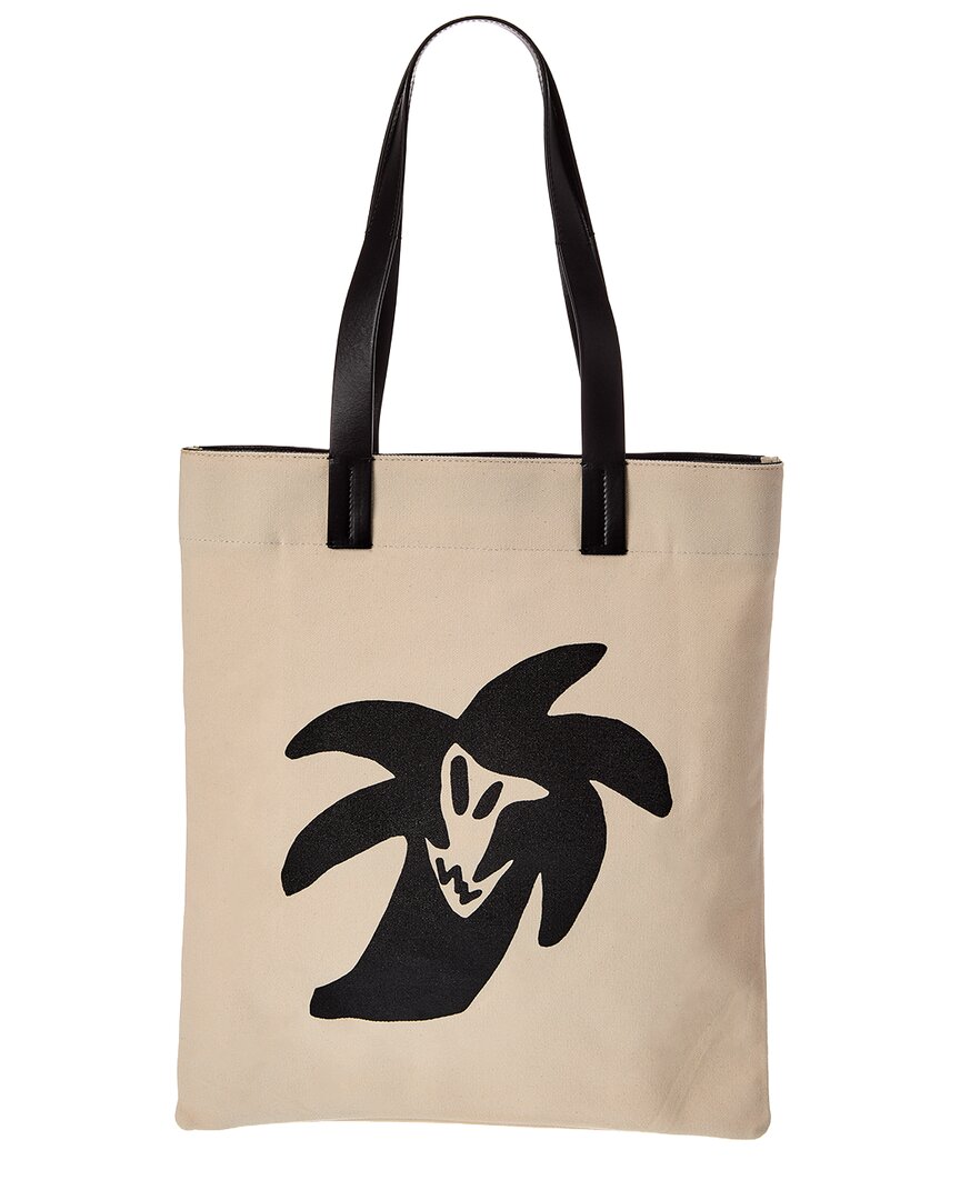 Palm Angels "Hunter" Canvas & Leather Shopping Bag