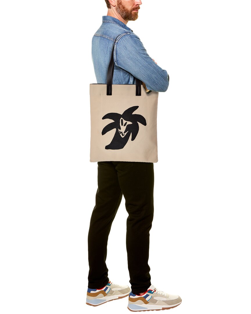 Palm Angels "Hunter" Canvas & Leather Shopping Bag