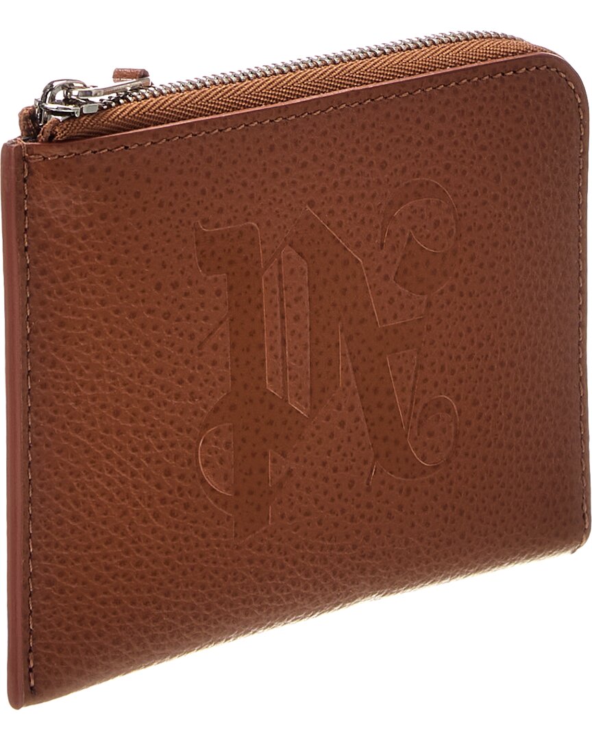 Palm Angels Pa Monogram Zip Leather Card Holder