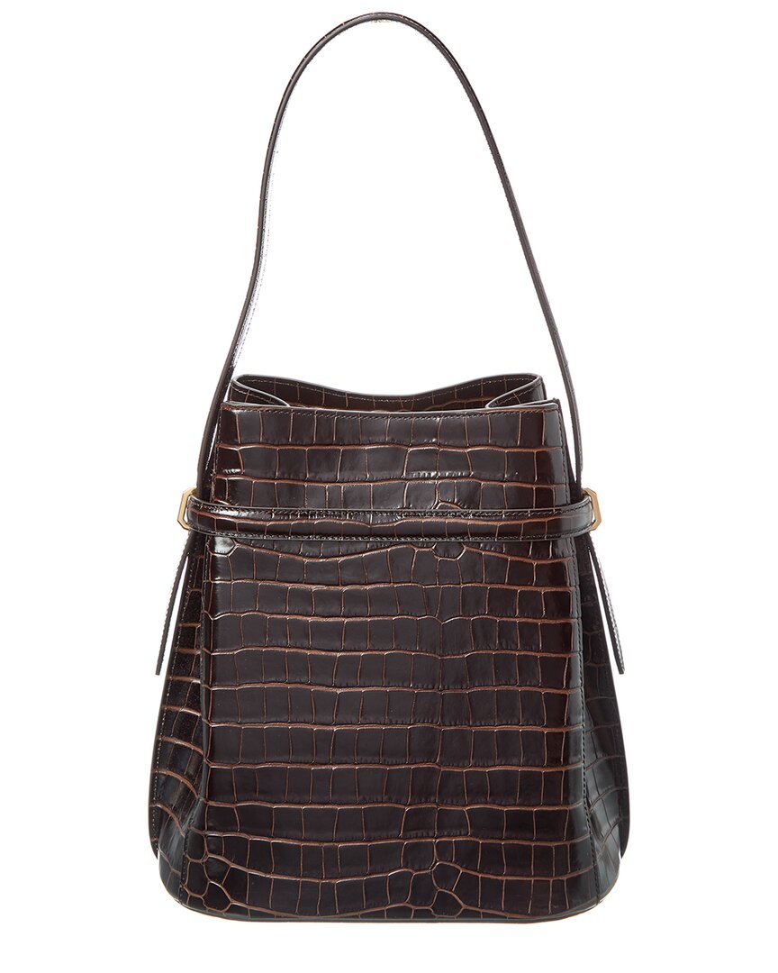 Toteme Croc-Embossed Leather Bucket Bag