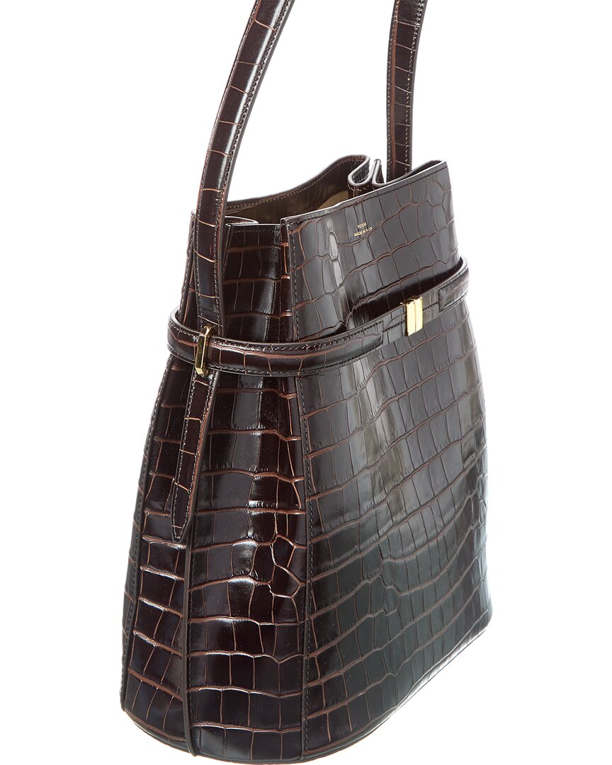 Toteme Croc-Embossed Leather Bucket Bag