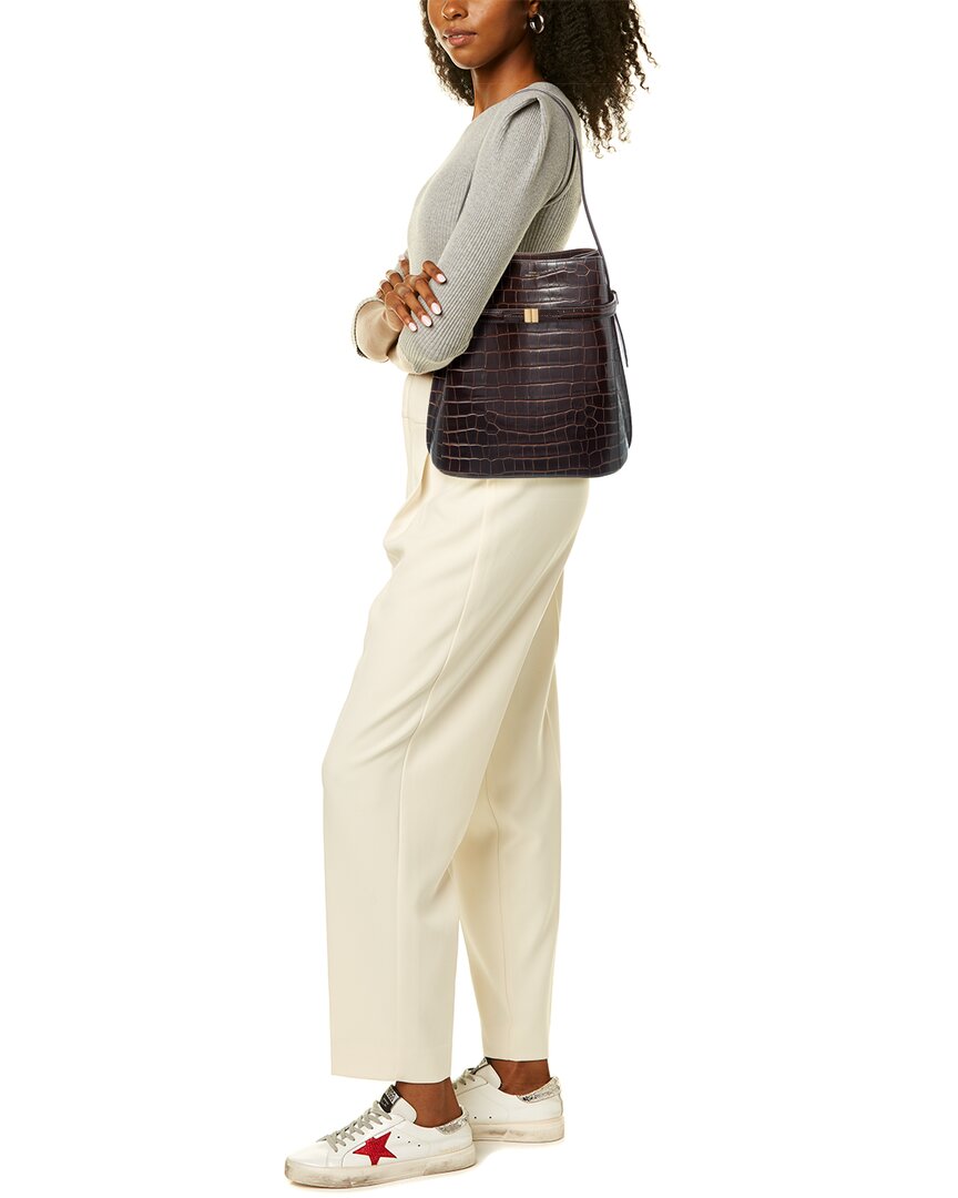Toteme Croc-Embossed Leather Bucket Bag
