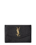Saint Laurent Uptown Leather Card Case, Black