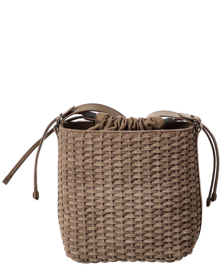 Brunello Cucinelli Woven Suede Bucket Bag