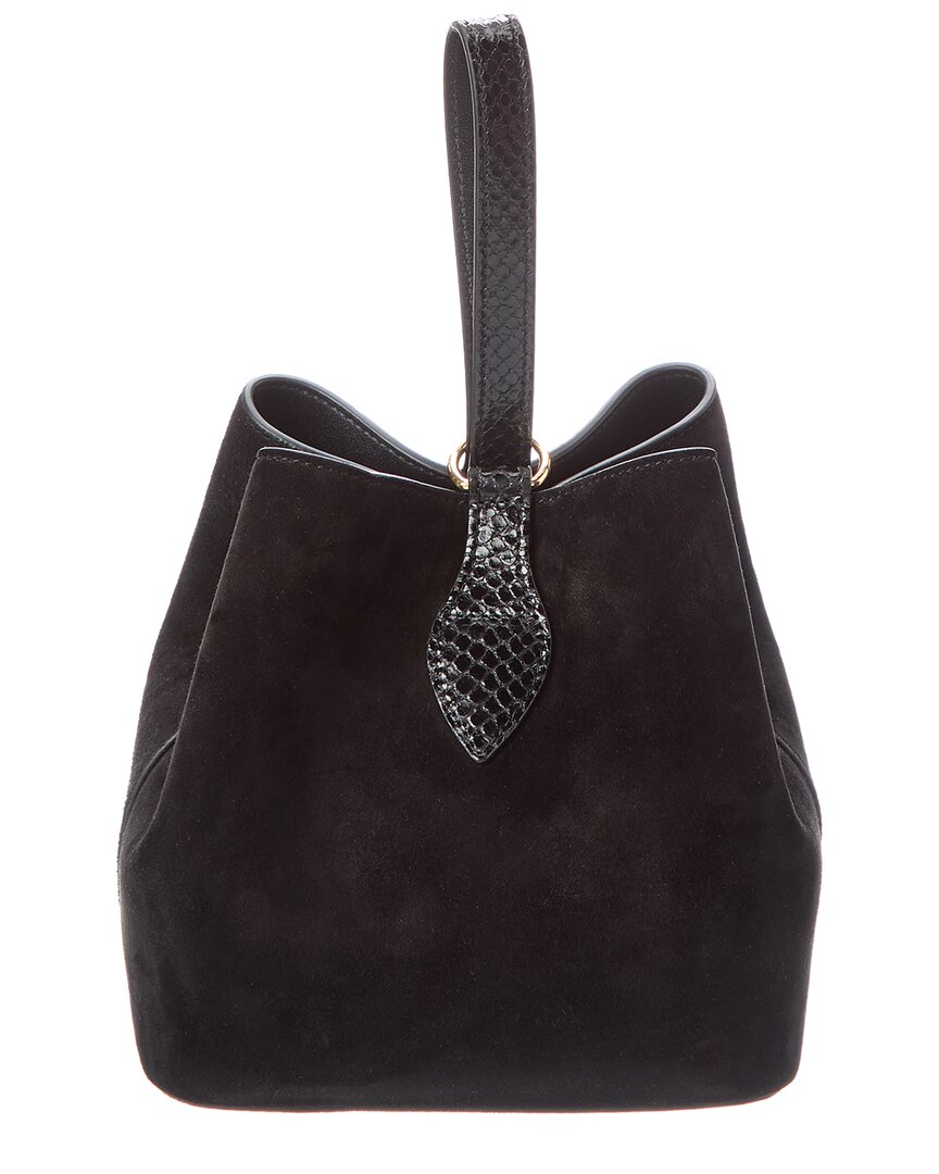 Celine Amber Suede & Python-Embossed Leather Bucket Bag