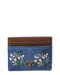 Valentino Vlogo Signature Denim Card Holder