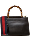 Gucci Black Leather Bamboo Nymphaea Bag (Authentic  )