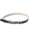Versace Logo Buckle Leather Belt Black