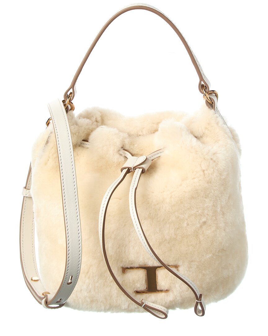 Tod’S Shearling & Leather Bucket Bag