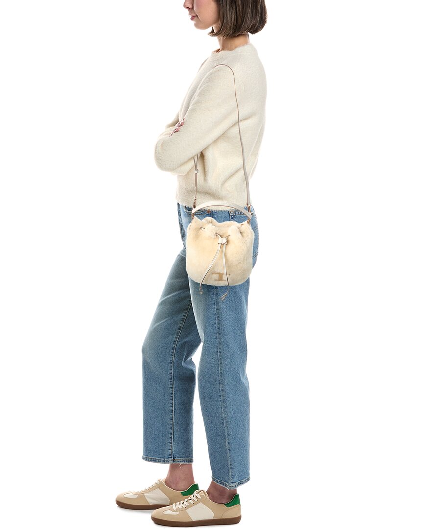 Tod’S Shearling & Leather Bucket Bag