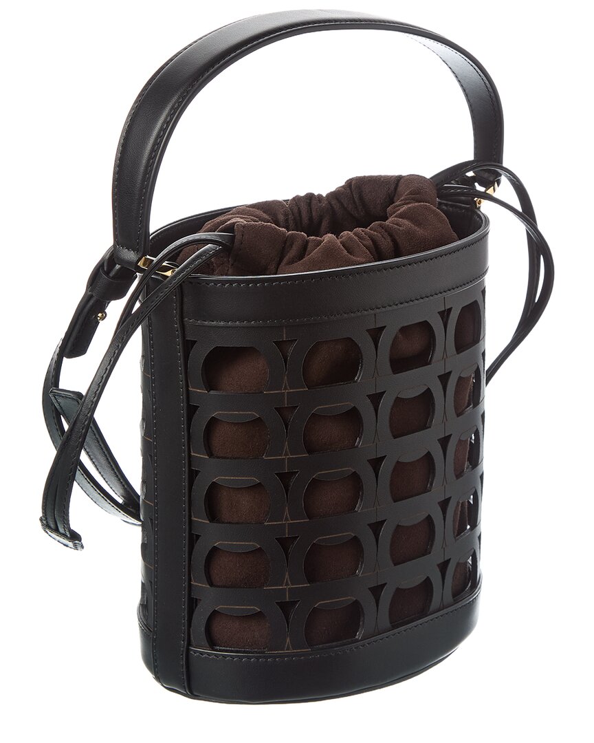 Ferragamo Gancini Leather & Suede Bucket Bag