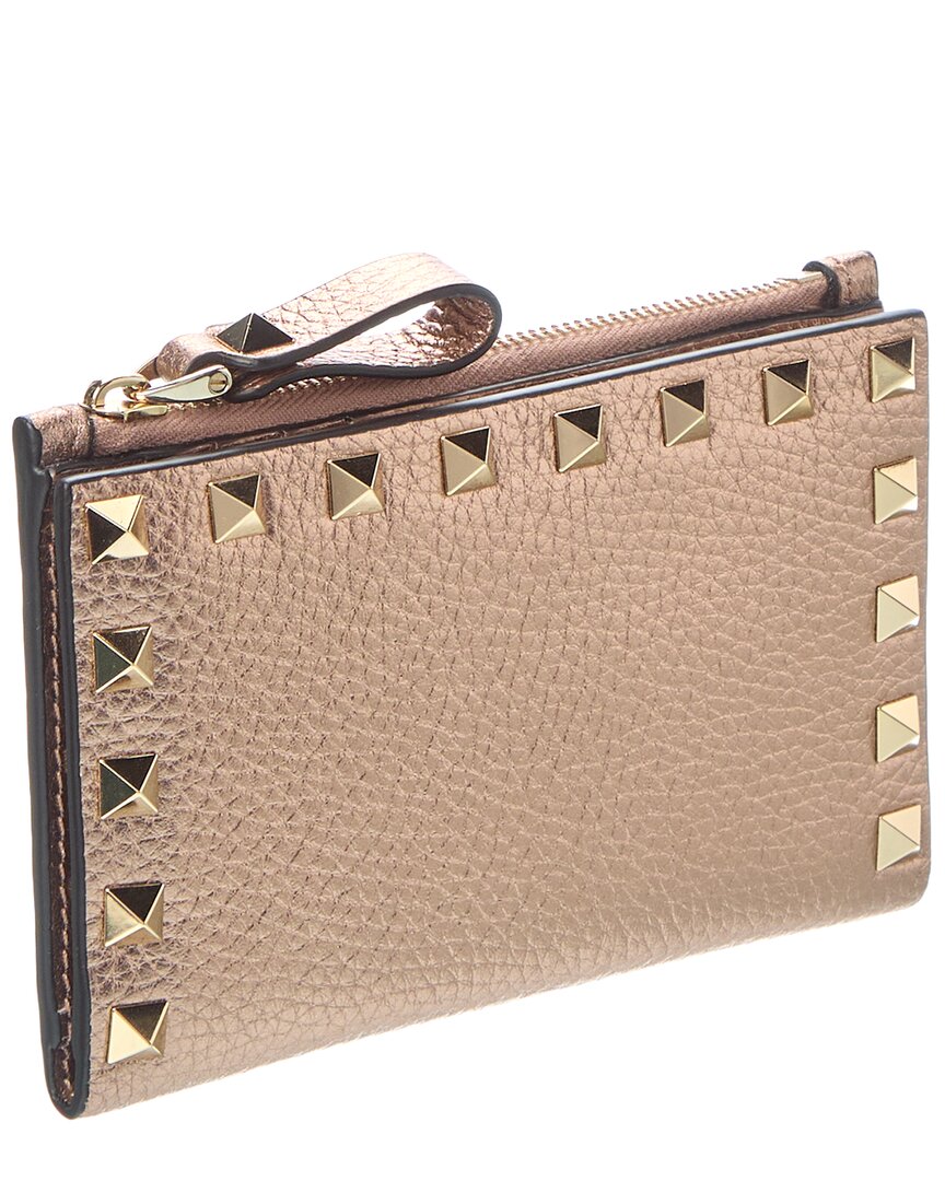 Valentino Rockstud Grainy Leather Card Holder